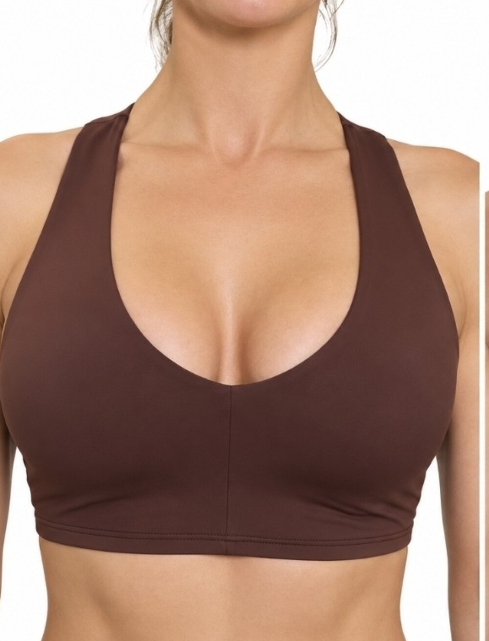 Alo Brown Softsculpt Base Bra razor back & built in padding Sz S